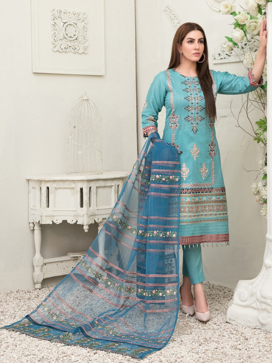 Tawakkal Sharleez 3pc Unstitched Luxury Embroidered Festive Lawn Suit D6769