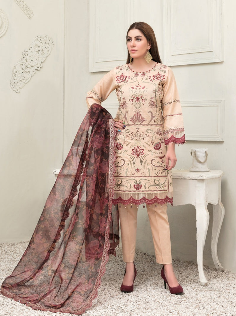 Tawakkal Sharleez 3pc Unstitched Luxury Embroidered Festive Lawn Suit D6771
