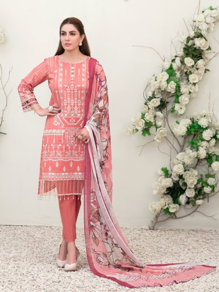 Tawakkal Sharleez 3pc Unstitched Luxury Embroidered Festive Lawn Suit D6772
