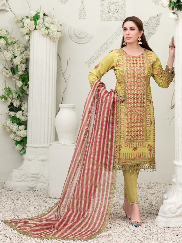 Tawakkal Sharleez 3pc Unstitched Luxury Embroidered Festive Lawn Suit D6773
