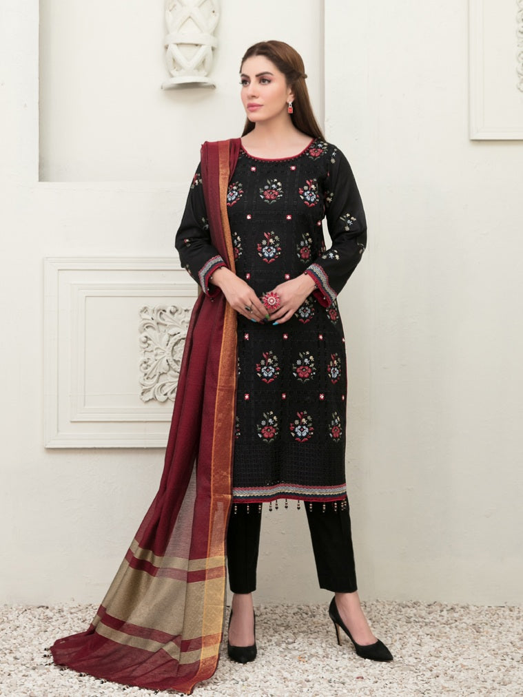 Tawakkal Sharleez 3pc Unstitched Luxury Embroidered Festive Lawn Suit D6775