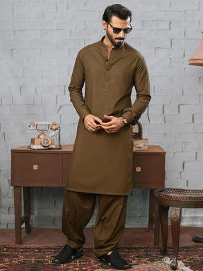 Unstitched Wash & Wear Kameez Shalwar for Men - UM22MN-0720 Gold Brown