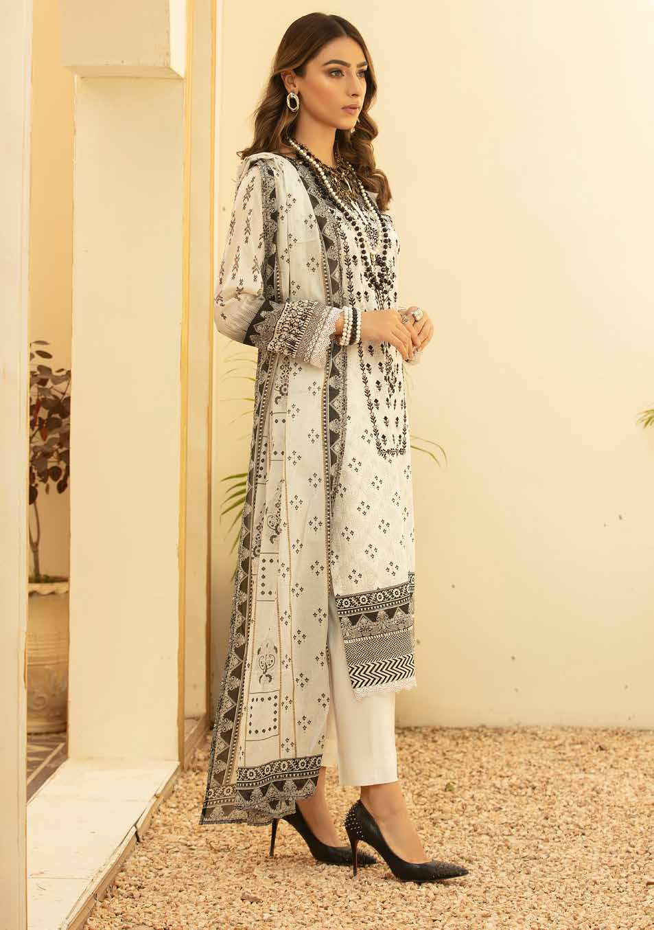 MAYA 3pc Unstitched Embroidered Digital Printed Lawn Suiting
