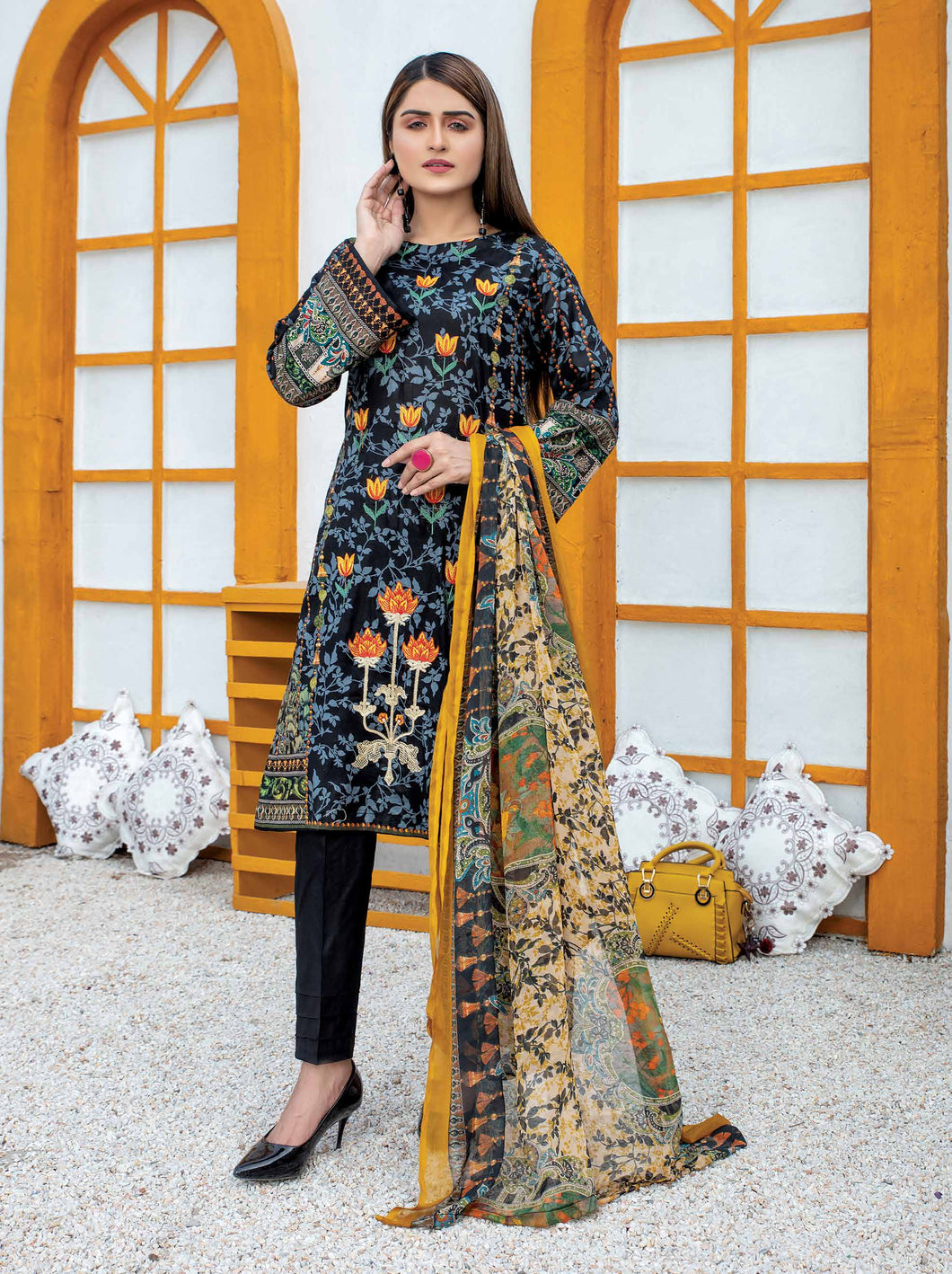Sofia 3 pc Unstitched Embroidered Printed Lawn Suiting