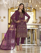 Load image into Gallery viewer, Medallion 3pc Unstitched Embroidered Chiffon Suiting
