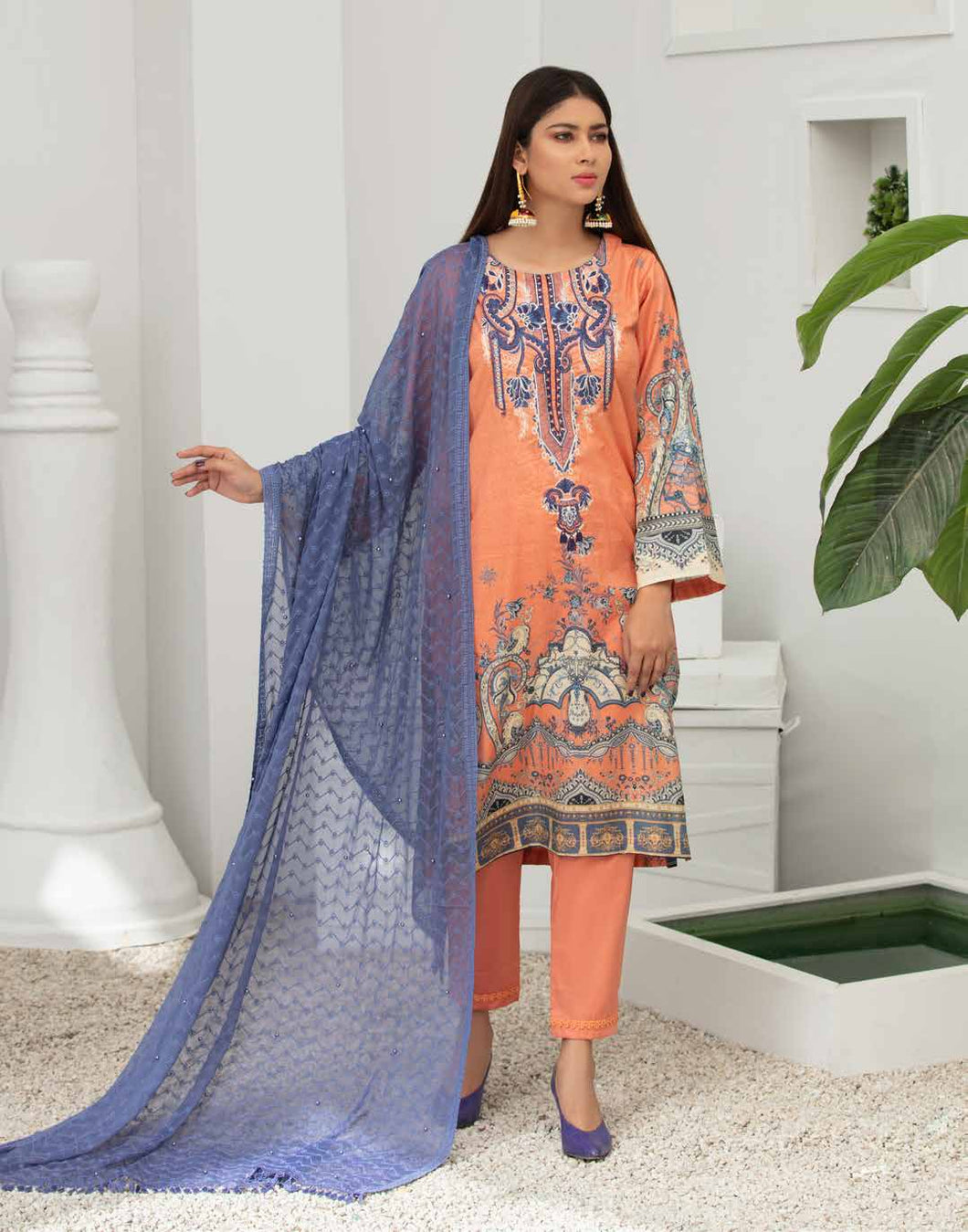LILAC 3pc Unstitched Embroidered Lawn Suiting